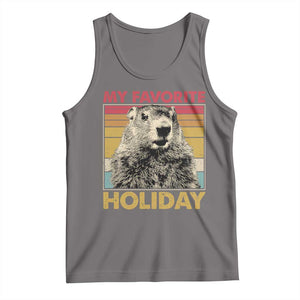 Groundhog Day Tank Top Retro My Favorite Holiday Retro Woodchuck TS10 Deep Heather Print Your Wear