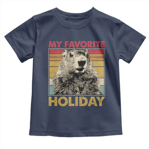Groundhog Day Toddler T Shirt Retro My Favorite Holiday Retro Woodchuck TS10 Navy Print Your Wear