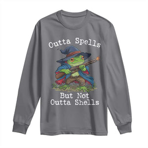 Wizard Frog Meme Long Sleeve Shirt Outta Spells But Not Outta Shells TS10 Charcoal Print Your Wear