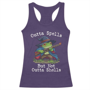 Wizard Frog Meme Racerback Tank Top Outta Spells But Not Outta Shells TS10 Purple Print Your Wear