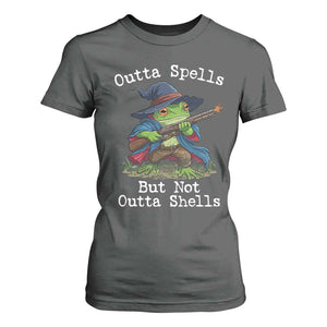 Wizard Frog Meme T Shirt For Women Outta Spells But Not Outta Shells TS10 Dark Heather Print Your Wear