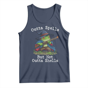 Wizard Frog Meme Tank Top Outta Spells But Not Outta Shells TS10 Navy Print Your Wear