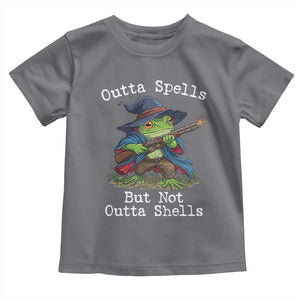 Wizard Frog Meme Toddler T Shirt Outta Spells But Not Outta Shells TS10 Charcoal Print Your Wear