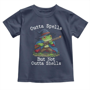 Wizard Frog Meme Toddler T Shirt Outta Spells But Not Outta Shells TS10 Navy Print Your Wear