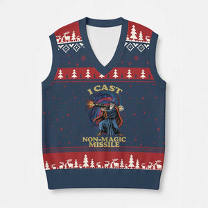 I Cast Non-Magic Missile Funny Wizard Parody Meme V-Neck Knit Sweater Vest TS10 Navy Red Print Your Wear
