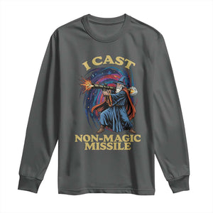 I Cast Non-Magic Missile Funny Wizard Parody Meme Long Sleeve Shirt TS10 Dark Heather Print Your Wear