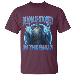 Funny Wizard T Shirt Mana is Stored in The Balls Magician Sorcerer Witcher TS10 Maroon Print Your Wear