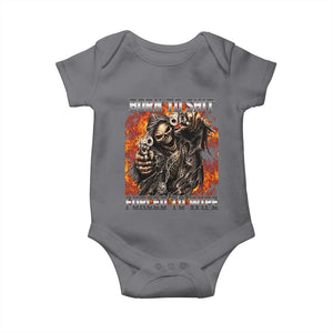 Funny Evil Skeleton Meme Baby Onesie Born to Shit Forced to Wipe TS10 Charcoal Print Your Wear