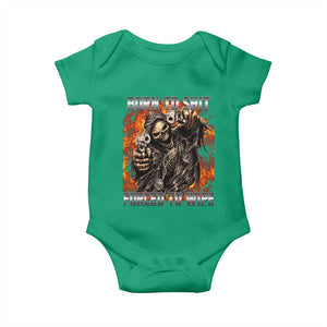 Funny Evil Skeleton Meme Baby Onesie Born to Shit Forced to Wipe TS10 Irish Green Print Your Wear
