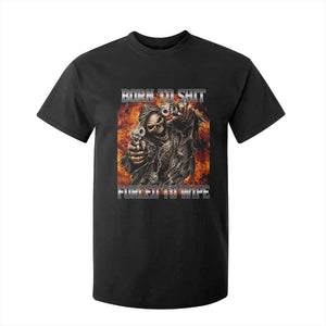 Funny Evil Skeleton Meme T Shirt For Kid Born to Shit Forced to Wipe TS10 Black Print Your Wear