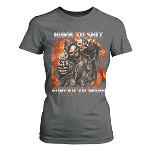 Funny Evil Skeleton Meme T Shirt For Women Born to Shit Forced to Wipe TS10 Dark Heather Print Your Wear