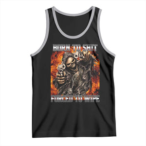 Funny Evil Skeleton Meme Tank Top Born to Shit Forced to Wipe TS10 Black Athletic Heather Print Your Wear