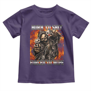 Funny Evil Skeleton Meme Toddler T Shirt Born to Shit Forced to Wipe TS10 Purple Print Your Wear