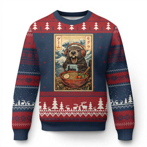 Cute Kawaii Gamer Groundhog Ugly Christmas Sweater Funny Japanese Ramen Anime Otaku Fan Gift TS10 Navy Red Print Your Wear