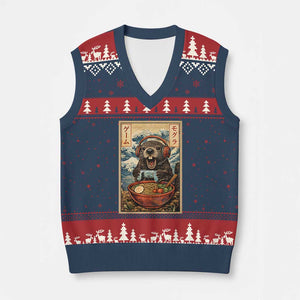 Cute Kawaii Gamer Groundhog V-Neck Knit Sweater Vest Funny Japanese Ramen Anime Otaku Fan Gift TS10 Navy Red Print Your Wear