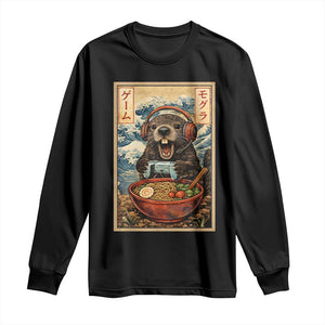 Cute Kawaii Gamer Groundhog Long Sleeve Shirt Funny Japanese Ramen Anime Otaku Fan Gift TS10 Black Print Your Wear