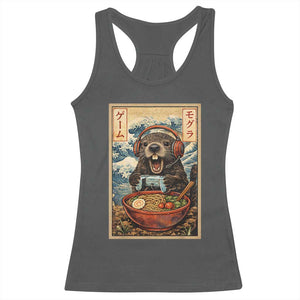 Cute Kawaii Gamer Groundhog Racerback Tank Top Funny Japanese Ramen Anime Otaku Fan Gift TS10 Dark Heather Print Your Wear