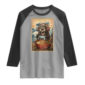 Cute Kawaii Gamer Groundhog Raglan Shirt Funny Japanese Ramen Anime Otaku Fan Gift TS10 Sport Gray Black Print Your Wear