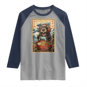 Cute Kawaii Gamer Groundhog Raglan Shirt Funny Japanese Ramen Anime Otaku Fan Gift TS10 Sport Gray Navy Print Your Wear
