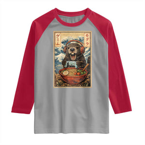 Cute Kawaii Gamer Groundhog Raglan Shirt Funny Japanese Ramen Anime Otaku Fan Gift TS10 Sport Gray Red Print Your Wear