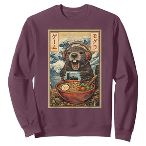 Cute Kawaii Gamer Groundhog Sweatshirt Funny Japanese Ramen Anime Otaku Fan Gift TS10 Maroon Print Your Wear