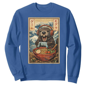 Cute Kawaii Gamer Groundhog Sweatshirt Funny Japanese Ramen Anime Otaku Fan Gift TS10 Royal Blue Print Your Wear
