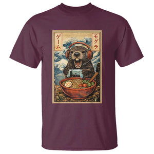 Cute Kawaii Gamer Groundhog T Shirt Funny Japanese Ramen Anime Otaku Fan Gift TS10 Maroon Print Your Wear