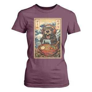 Cute Kawaii Gamer Groundhog T Shirt For Women Funny Japanese Ramen Anime Otaku Fan Gift TS10 Maroon Print Your Wear