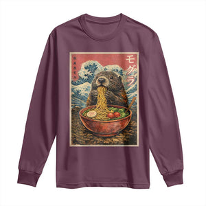 Japanese Groundhog Ramen Noodles Long Sleeve Shirt Funny Kawaii Anime TS10 Maroon Print Your Wear