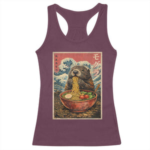 Japanese Groundhog Ramen Noodles Racerback Tank Top Funny Kawaii Anime TS10 Maroon Print Your Wear
