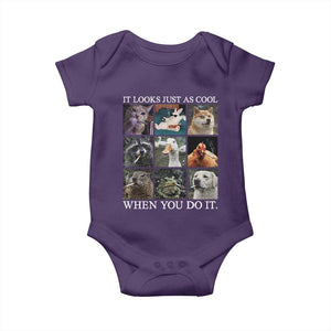 Animals Smoking Cigarettes Meme Baby Onesie It Looks Just as Cool When You Do It TS10 Purple Print Your Wear