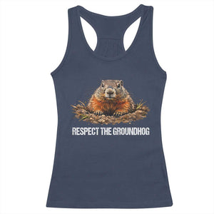 Respect The Groundhog Racerback Tank Top Funny Woodchuck TS10 Navy Print Your Wear