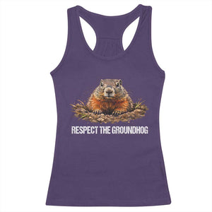 Respect The Groundhog Racerback Tank Top Funny Woodchuck TS10 Purple Print Your Wear