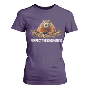 Respect The Groundhog T Shirt For Women Funny Woodchuck TS10 Purple Print Your Wear