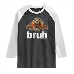 Funny Groundhog Raglan Shirt Ground Hog Meme Lover Bruh Groundhog Day TS10 Black White Print Your Wear