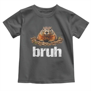 Funny Groundhog Toddler T Shirt Ground Hog Meme Lover Bruh Groundhog Day TS10 Dark Heather Print Your Wear