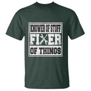 Knower Of Stuff Fixer Of Things T Shirt Funny Handyman Dad Husband Fathers Day Gift TS10 Dark Forest Green Print Your Wear