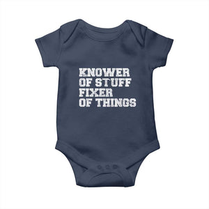 Funny Knower Of Stuff Fixer Of Things Baby Onesie Mechanic Engineer Garage TS10 Navy Print Your Wear