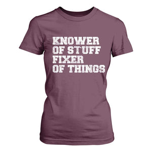 Funny Knower Of Stuff Fixer Of Things T Shirt For Women Mechanic Engineer Garage TS10 Maroon Print Your Wear