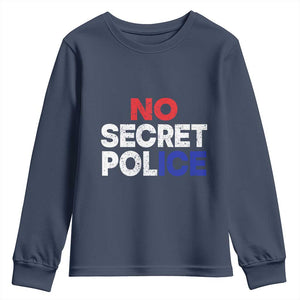 Subtle Abolish Ice Youth Sweatshirt No Secret Police TS10 Navy Print Your Wear