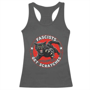 Vintage Black Cat Against Fascists Racerback Tank Top TS10 Dark Heather Print Your Wear