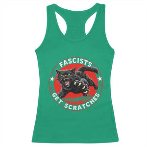 Vintage Black Cat Against Fascists Racerback Tank Top TS10 Irish Green Print Your Wear