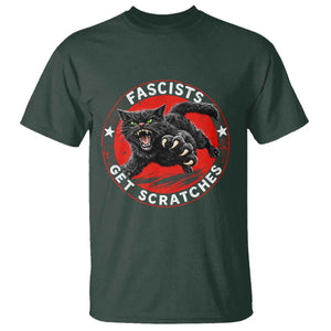Vintage Black Cat Against Fascists T Shirt TS10 Dark Forest Green Print Your Wear