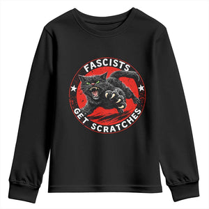 Vintage Black Cat Against Fascists Youth Sweatshirt TS10 Black Print Your Wear