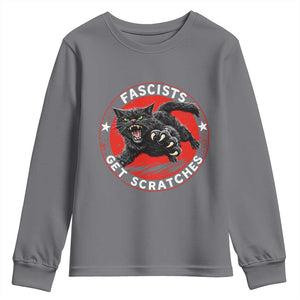 Vintage Black Cat Against Fascists Youth Sweatshirt TS10 Charcoal Print Your Wear