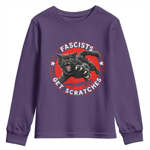 Vintage Black Cat Against Fascists Youth Sweatshirt TS10 Purple Print Your Wear