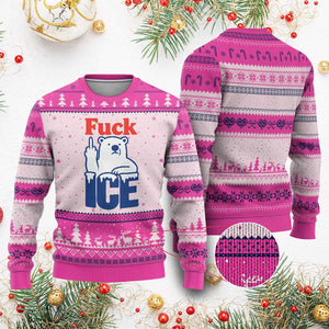 Fck Ice Ugly Christmas Sweater Get The Fck Out Of Minneapolis Polar Bear TS10 Hot Pink Print Your Wear