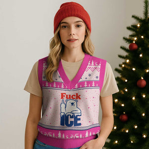Fck Ice V-Neck Knit Sweater Vest Get The Fck Out Of Minneapolis Polar Bear TS10 Hot Pink Print Your Wear