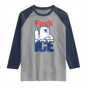 Fck Ice Raglan Shirt Get The Fck Out Of Minneapolis Polar Bear TS10 Sport Gray Navy Print Your Wear