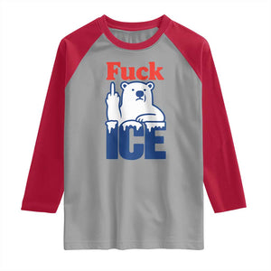 Fck Ice Raglan Shirt Get The Fck Out Of Minneapolis Polar Bear TS10 Sport Gray Red Print Your Wear